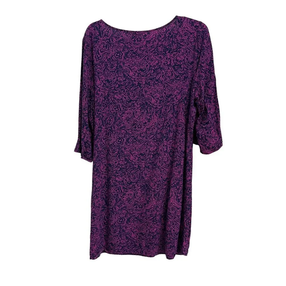 Banana Republic Women's Purple and Black Paisley & Floral Print Dress - Size L - Picture 2 of 13